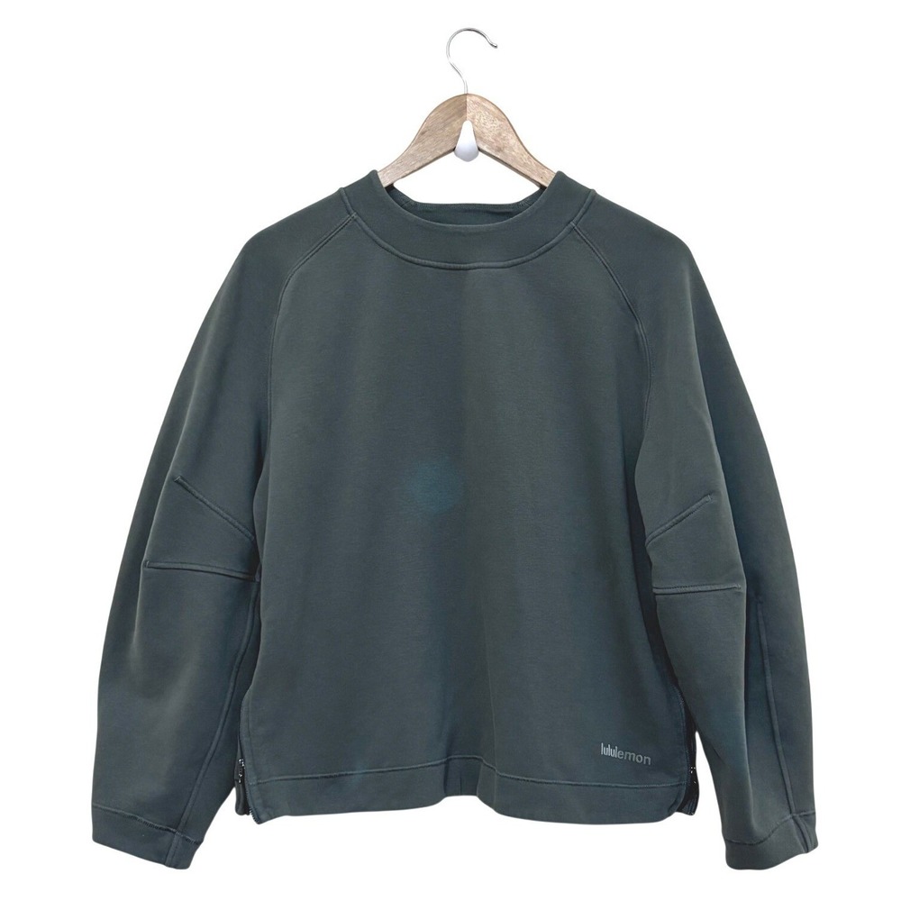 Lululemon Womens City Sweat Crew Sweatshirt Size S Green Gym Running FLAW